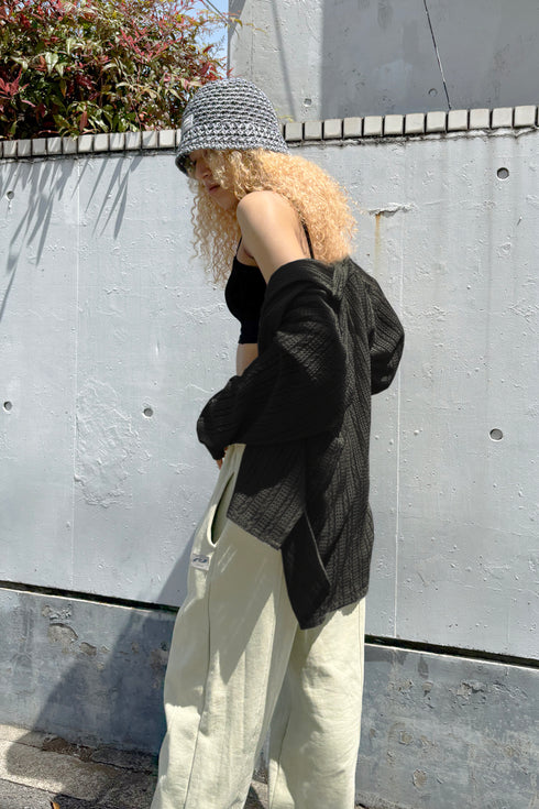 【RESTOCK】SUMMER KNIT SPIRAL BUTTON SHIRT -BLACK-